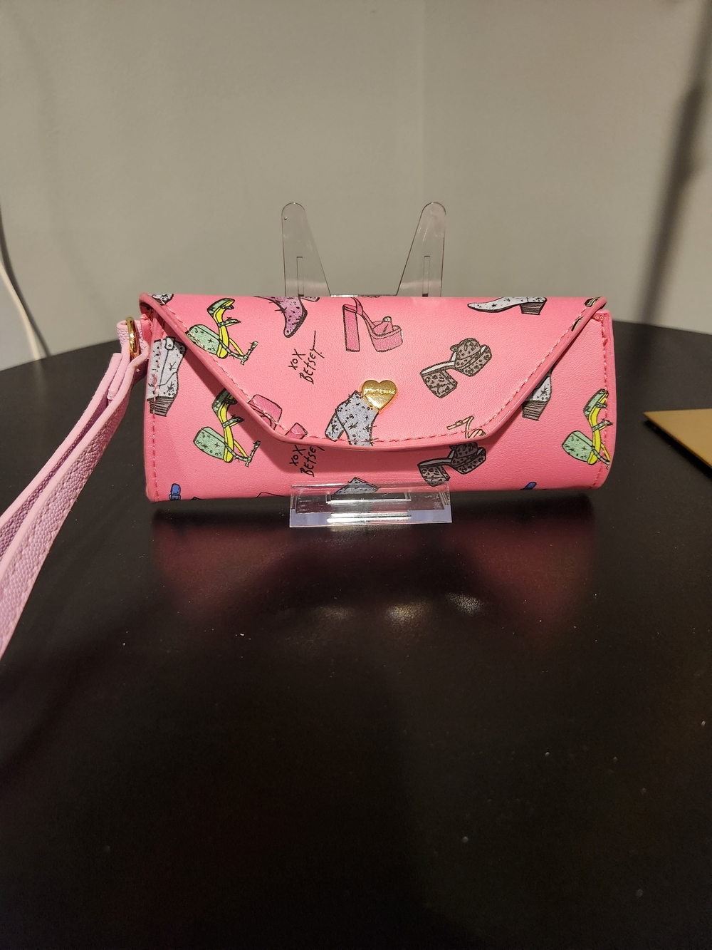 Betsey Johnson Pink Printed Eye Glass Case